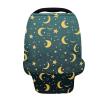 COEQINE Moon Print Baby Car Seat Cover Nursing Cover Carseat Canopy Soft Breathable Infant Car Seat Canopy Versatile Scarf,Christmas Trees Green Gold Moon view 1