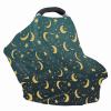 COEQINE Moon Print Baby Car Seat Cover Nursing Cover Carseat Canopy Soft Breathable Infant Car Seat Canopy Versatile Scarf,Christmas Trees Green Gold Moon view 3