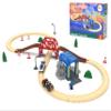 Wooden Train Set for Toddlers, 52Pcs Train Toy with Railway Track for Kids, Wooden Train Tracks Include Expansion Pack Compatible with Thomas, Brio, Chuggington view 1