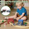 Wooden Train Set for Toddlers, 52Pcs Train Toy with Railway Track for Kids, Wooden Train Tracks Include Expansion Pack Compatible with Thomas, Brio, Chuggington view 2