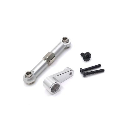 Upgrade Metal Steering Rod 28T Servo Arm for WLtoys 144010 144001 144002 124016 127017 124018 124019 LC 1/14 RC Car Parts(Silver)
