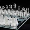 3FLQOOPP Glass Chess Set Frosted Shiny Glass Set Padded Bottom Glass Chess Pieces International Crystal Young Adult Game Set (Size : 25X25CM) view 1