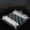 3FLQOOPP Glass Chess Set Frosted Shiny Glass Set Padded Bottom Glass Chess Pieces International Crystal Young Adult Game Set (Size : 25X25CM) view 2