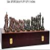 3FLQOOPP Chess Set Retro Chess Set Gift Travel Game Wooden Metal Chess Pieces Chess Sets view 2