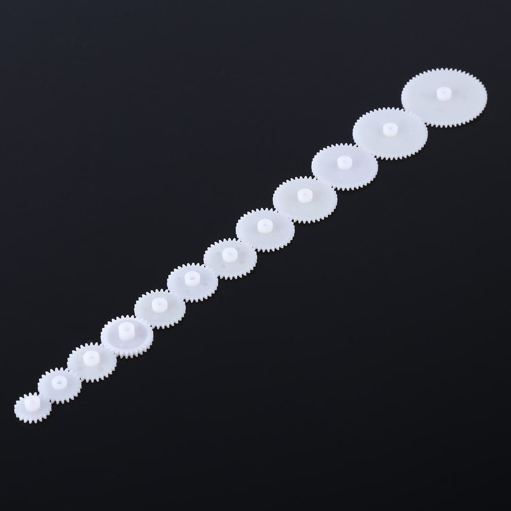 12pcs Gear Set Assembly for Toy Parts, DIY Model Making Accessories with 24T, 30T, 48T Gears, Made of Plastic, Great for Cars, Robots, with 12 Different Sizes,