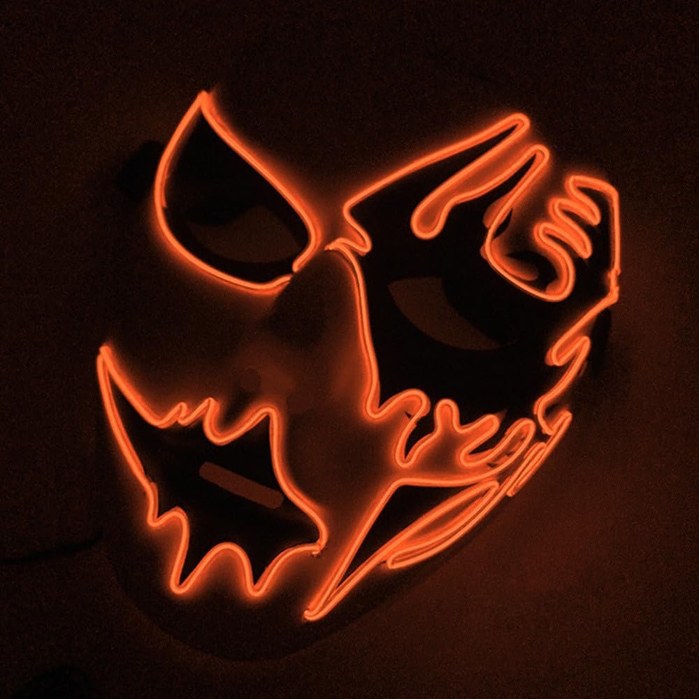 SHANJIA Halloween Mask, Light Up Mask Scary Skull Mask for Halloween Festival Cosplay Masquerade Carnival Party (Orange)