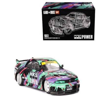 1:64 Scale Diecast Model Car Compatible with Nissan Skyline GT-R (R33) HKS V1 Limited Edition by Kaido House KHMG129