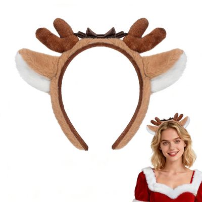 BESPORTBLE Plush Deer Ears Headband - Faux Fur Fawn Ear Hair Hoop for Women Girls - Kawaii Anime Cosplay Accessories for Party Live Streaming & Daily Wear (Assorted Bow Design)