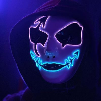 SHANJIA Halloween Mask, Light Up Mask Scary Skull Mask for Halloween Festival Cosplay Masquerade Carnival Party (Purple Blue)