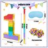 PCFING 20 Inch Number 1 Piata Rainbow with 30 Inch Piata Stick Blindfold Confetti for Boys Girls Adults Birthday Party Decorations, Anniversary Celebration, Fiesta view 2