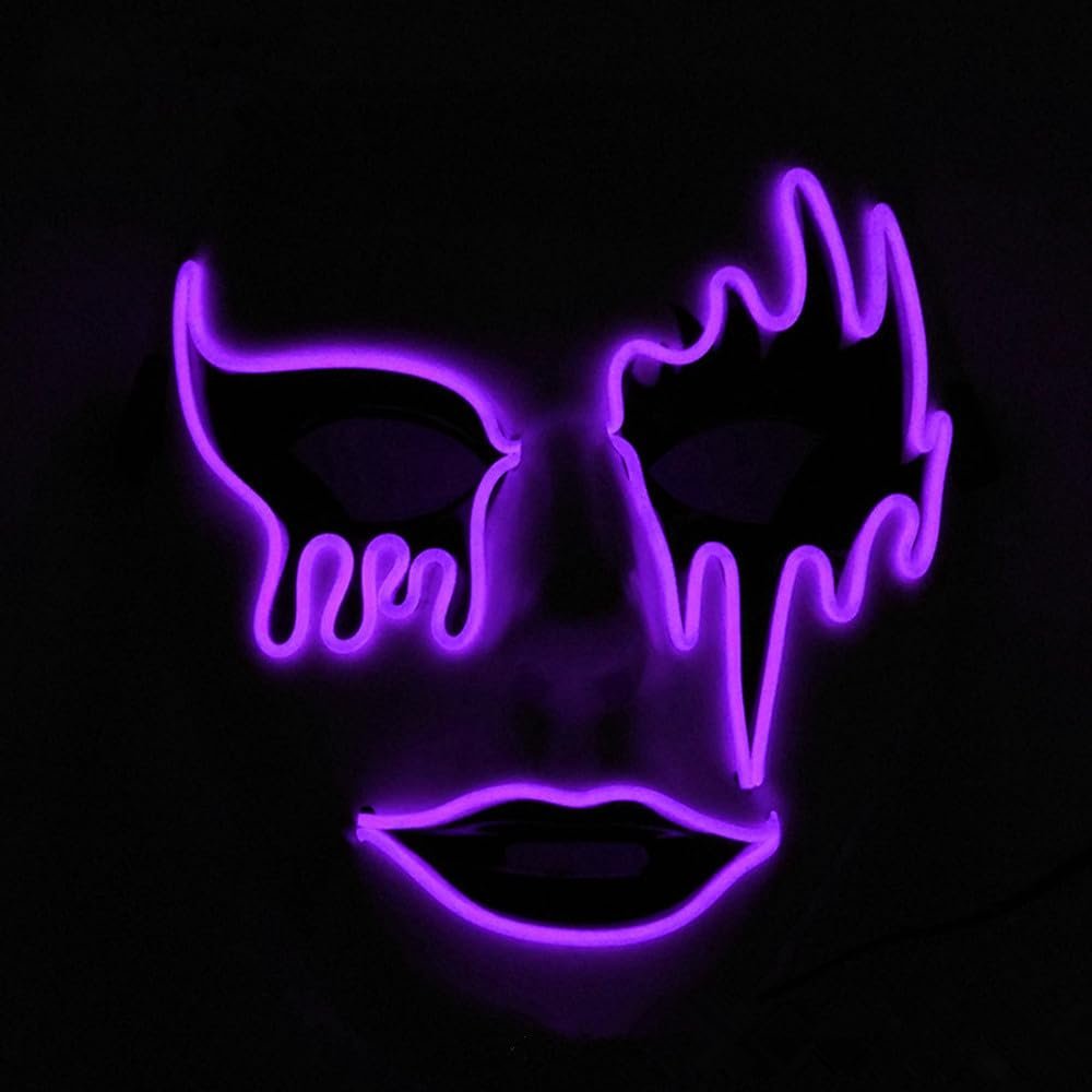 SHANJIA Halloween Mask, Light Up Mask Scary Skull Mask for Halloween Festival Cosplay Masquerade Carnival Party (Purple)