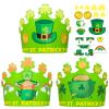 AUGTHEEP 27 Pack St. Patrick's Day Crown Crafts for Kids Shamrock Paper Hats with Stickers for Kids St. Patrick Party Favors view 1