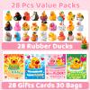 28 Pack Valentines Day Gifts for Kids, Valentine Rubber Ducks in Bulk with Valentines Cards for Girls Boys School Classroom, Assorted Ducks for Jeeps, Valentine's Party Favors Classroom Exchange Gifts view 2