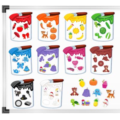 EAMAY Magnetic Color Sorting Set for Kids, Fridge Magnets for Toddlers 1-3, Preschool Circle Time Learning Center Activities, Matching Games Use on The Whiteboard