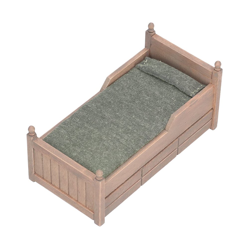 1:12 Dolls House Bed,Miniature Birch Furniture Dollhouse Decor with Drawer,Mattress,and Pillow. for 6.9 x 3.6 x 3.3in Doll House and Dolls (A)