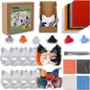 Cat Mask with Eye Mesh Fur Beard and Felt Fabric Sheet,98 PCS DIY Animal Mask Kit Cat Masks to Paint Blank Animal Dress Up Masks,DIY Face Mask Costume for Masquerade,Halloween Party,Cosplay view 1