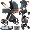 Doraystar 2 in 1 Convertible Baby Stroller with Bassinet Mode, Reversible Infant Bassinet Stroller with One-Click Folding, Newborn Travel Carriage Toddler Standard Pram (225 Blue) view 1
