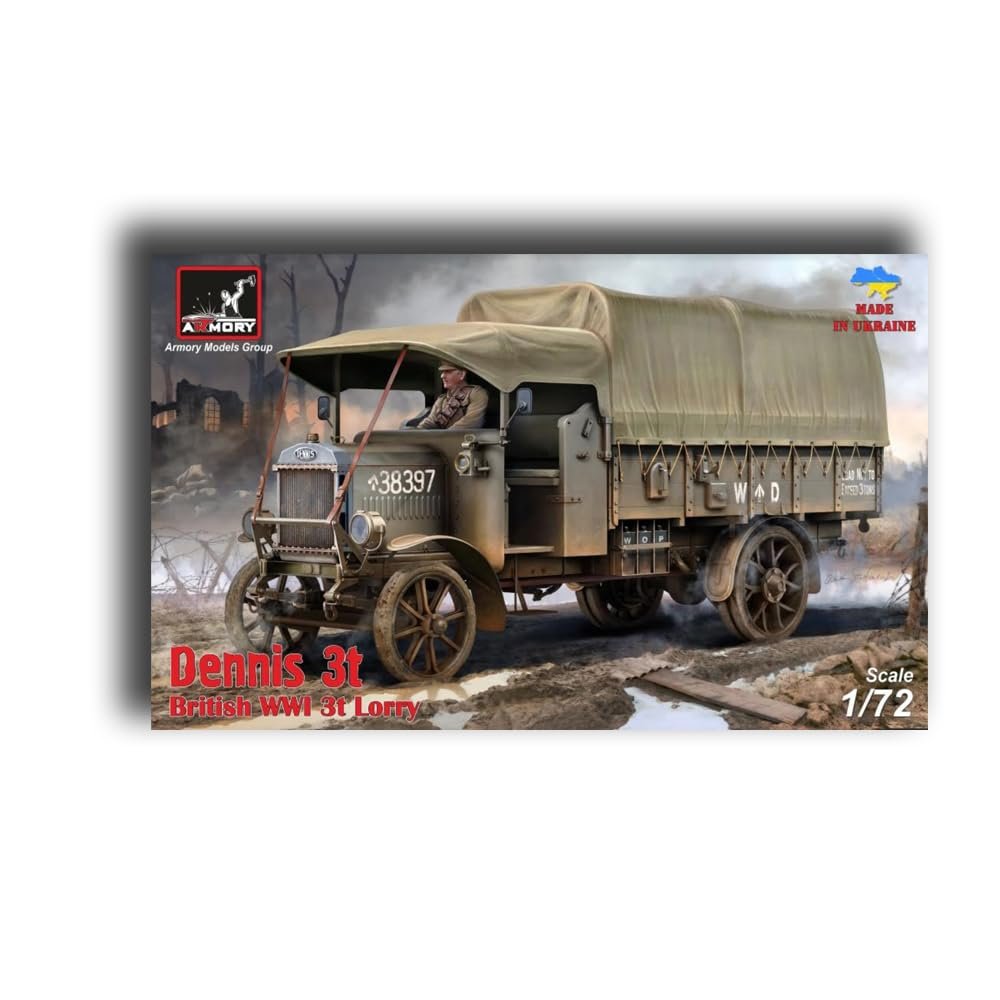 Armory AR-72101 1/72 Dennis 3t Lorry, British WWI Lorry w/Flatbed Cargo Body Plastic Model kit