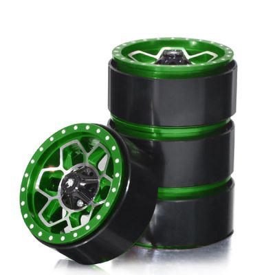 Chanjorlin 1.9 RC Beadlock Wheels Rims Aluminum Heavy Duty 1/10 Crawler Wheel Hubs for 1:10 Rock Crawler Car Axial SCX10 I II III 90046 TRX4 TRX6 VS4-10 CC01 D90 RC4WD Redcat Gen8 1.9" Tires (Green)