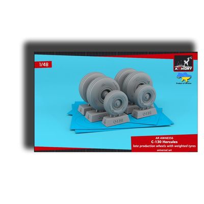 Armory AR-AW48356 1/48 C-130 Hercules Wheels w/Weighted Tyres, Late Type