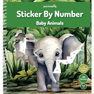 jackinthebox Sticker/Paint by Number babyanimal book craft for kids Ages 8+