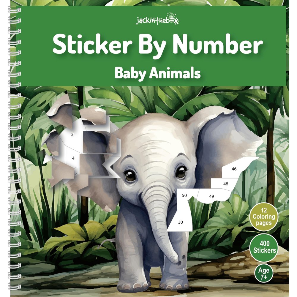 jackinthebox Sticker/Paint by Number babyanimal book craft for kids Ages 8+