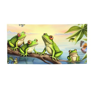 Banner Personalized Party Banner Happy Birthday Banner Party Decor Many Frogs Sing on The Branches Banner Photo Background Banner Wall Banner Yard Banner Sign Backdrop for Indoor Outdoor Decorations Small