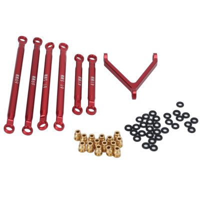 Aluminum Alloy Chassis Link Rod for 1/24 RC Car, Upgrade Part to Enhance Performance, Sturdy and Wear Resistant, Suitable for Axial SCX24 Deadbolt and B17 (Red)
