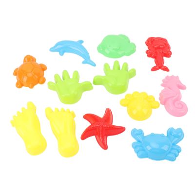 12Pcs Sand Pattern Set Multiple Different Shapes Sand Tools for Beach Outdoor Play, Sturdy, Bright Colors, Safe Material, Easy Storage
