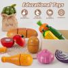 HERSITY Wooden Play Food for Toddlers, Cutting Vegetables Toys Kids Pretend Play Kitchen Accessories Wood, Educational Gifts for 18+ Month Girls Boys view 3