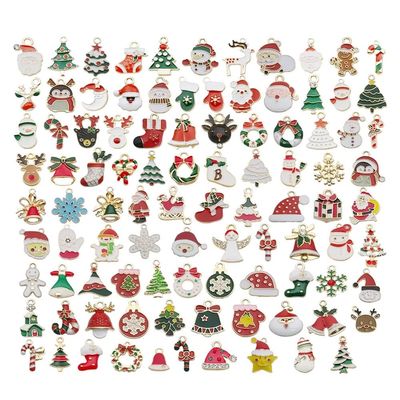96PCS Christmas Charms Gold Enamel Jewelry Pendants for Xmas Earring Bracelet Necklace Craft Making, Christmas Charms Pendants for Necklace Bracelet Keychain Jewelry Making