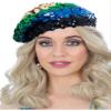 Smiffys Sequin Beret, Rainbow, 1970's Disco Fancy Dress, 1970s Disco Dress Up Hats view 1
