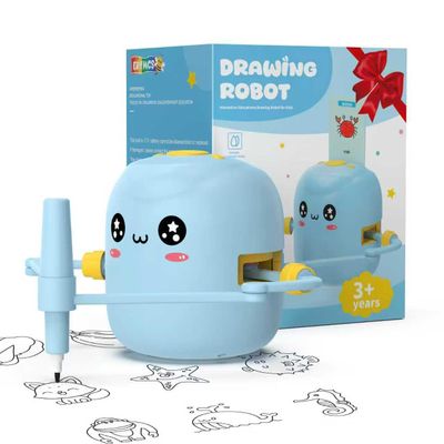 Drawing Robot for Kids, Interactive Educational Drawing Robot with Voice Interaction, Montessori Drawing Learning Toy with 150 Word Cards & 16 Color Pens, Christmas Birthday Present for Kids 5 6 7 8 9
