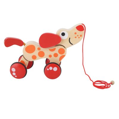 Push Pull Toy Puppy Pull Walk Along Wooden Hound Dog Walk Long Puppy Wooden Pull Toy for Toddlers (Type 1)