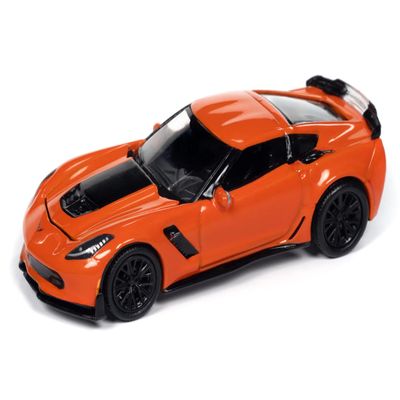 2019 Z06 Orange with Black Hood Sports Cars Series 1/64 Diecast Model Car by Auto World 64442-AWSP165A