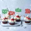 24Pcs Merry Christmas Cupcake Toppers Merry Bright Cupcake Picks view 2