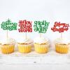 24Pcs Merry Christmas Cupcake Toppers Merry Bright Cupcake Picks view 4