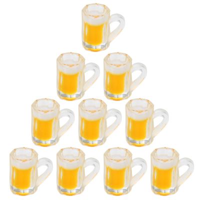 10 Pieces Simulation Beer Cups Beer Mugs Glasses Resin Miniatures Cups Models Photo Props