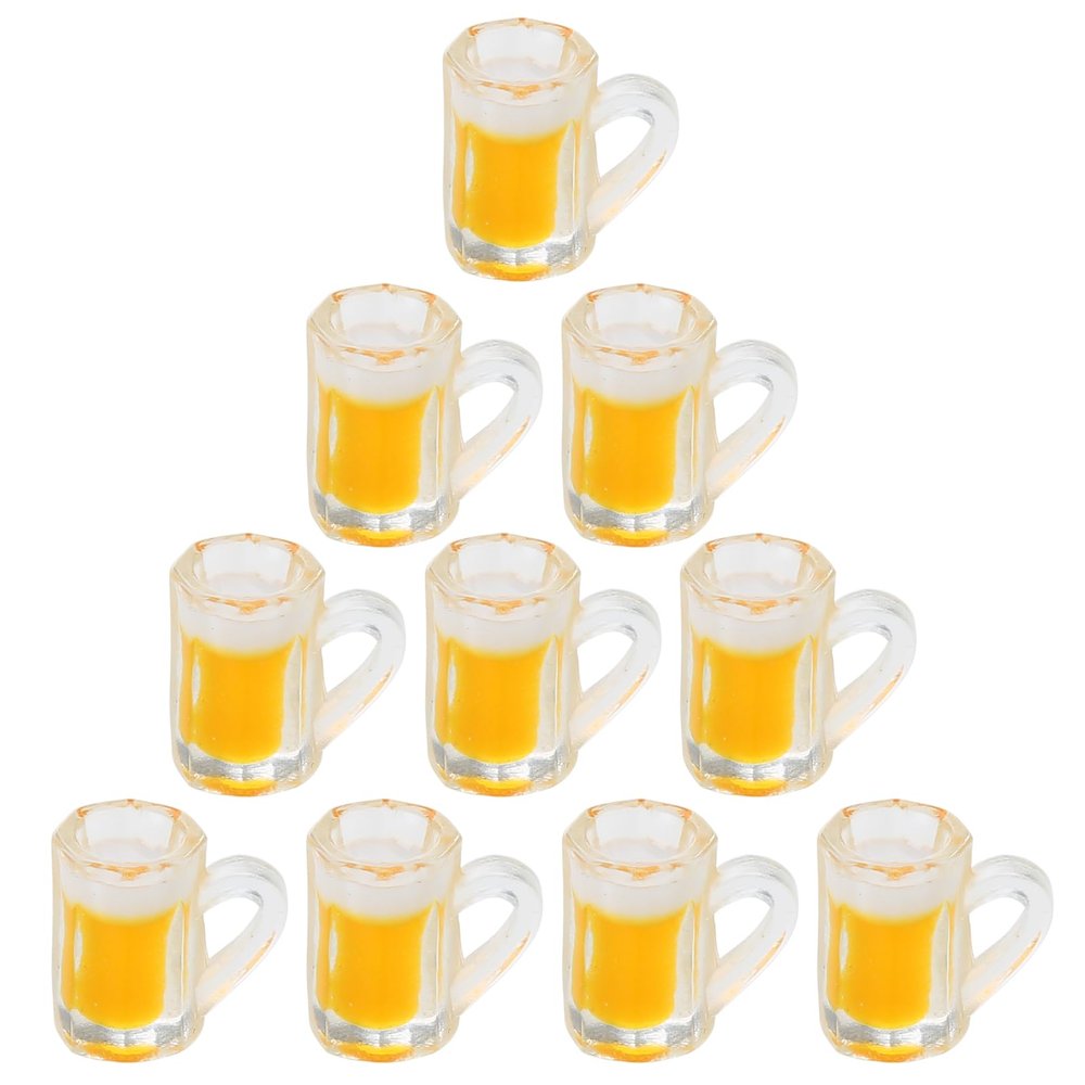 10 Pieces Simulation Beer Cups Beer Mugs Glasses Resin Miniatures Cups Models Photo Props