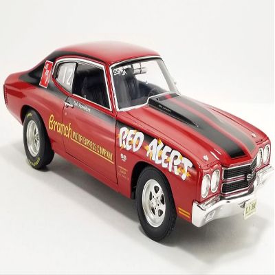 1/18 Acme 1970 Chevy Chevelle 454 LS6 Red Alert Red with Black Stripes Diecast Model Car - A1805526