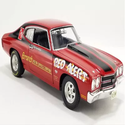 1/18 Acme 1970 Chevy Chevelle 454 LS6 Red Alert Red with Black Stripes Diecast Model Car - A1805526