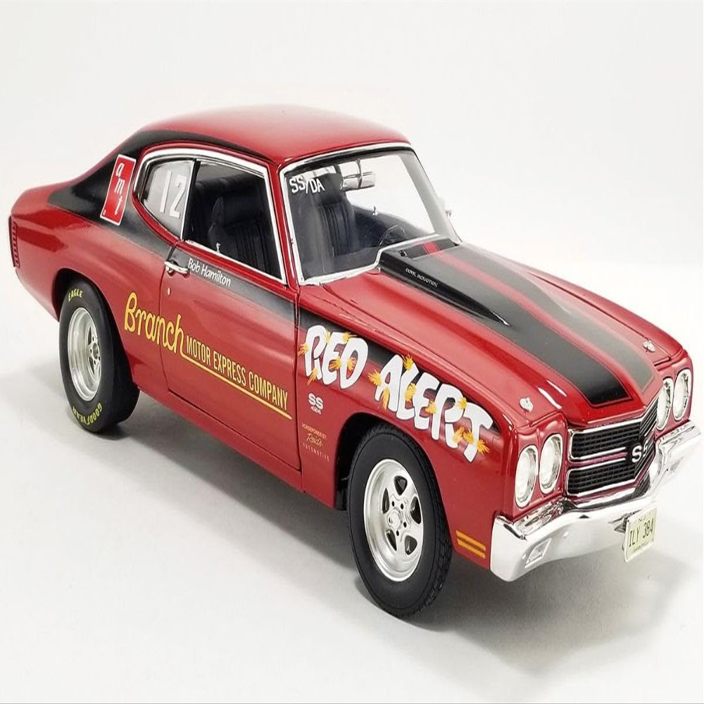 1/18 Acme 1970 Chevy Chevelle 454 LS6 Red Alert Red with Black Stripes Diecast Model Car - A1805526