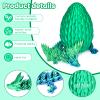 3D Printed Dragon Eggs with Articulated Fly Dragon Inside, Collectible Figurines Fidget Toy for Adults Kids Birthday Easter Christmas White Elephant Gifts for Friends Colleagues(Silk Green, L size) view 2