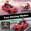 DIKEP 12V Kids Electric Ride On Car, Licensed Ferrari 488 Pista Spider Powered Ride On Toy Vehicle with Remote Control, Speaker, Openable Doors, Leather Seat, Spring Suspension, LED Lights, MP3, Red view 2