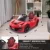 DIKEP 12V Kids Electric Ride On Car, Licensed Ferrari 488 Pista Spider Powered Ride On Toy Vehicle with Remote Control, Speaker, Openable Doors, Leather Seat, Spring Suspension, LED Lights, MP3, Red view 3