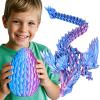 3D Printed Dragon Eggs with Articulated Fly Dragon Inside, Collectible Figurines Fidget Toy for Adults Kids Birthday Easter Christmas White Elephant Gifts for Friends Colleagues(Blue Pink, L Size) view 1