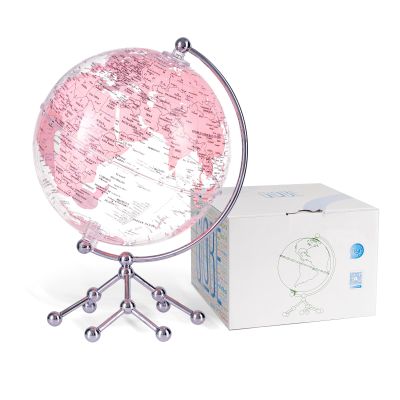 Decorative 8" Pink Earth Globe with Stand  Rotating Desktop Map for Kids, Educational World Globe with Detailed Map for Home, Office, and Classroom