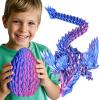 3D Printed Dragon Eggs with Articulated Fly Dragon Inside, Collectible Figurines Fidget Toy for Adults Kids Birthday Easter Christmas White Elephant Gifts for Friends Colleagues(Purple, L size) view 1