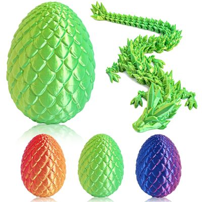 3D Printed Easter Dragon Eggs - Cool Crystal Dragon - Funny and mysterious toys - Essential Easter Basket Stuffers - Dragons with flexible joints (12in,Laser Green Edition[Dragon & Dragon Egg]