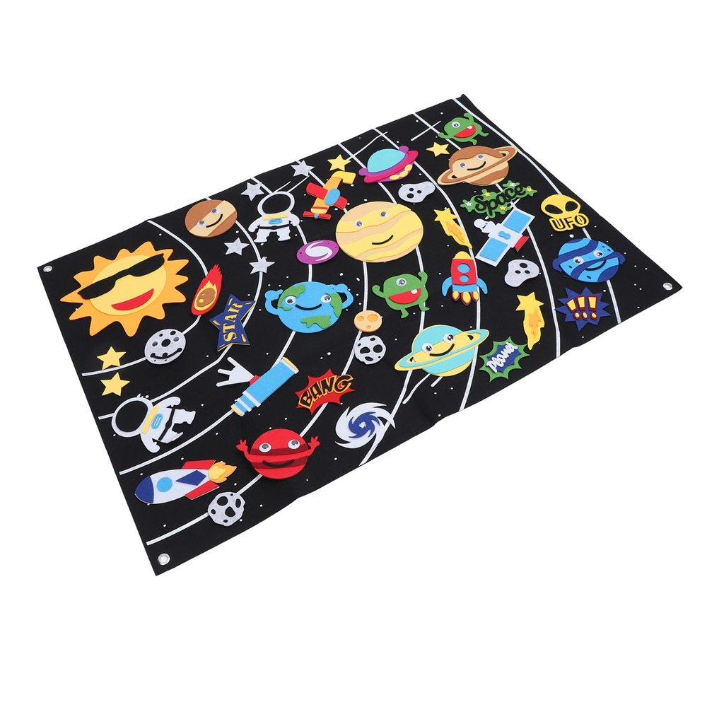 45pcs Educational DIY Outer Space Storytelling Felt Board - 3D Solar System Planets Felt Board Set for Kids